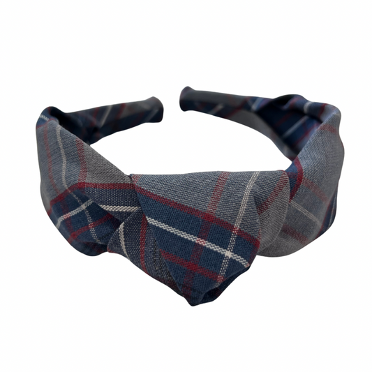 Fabric Covered Knotted Headband - Plaid 53 (Notre Dame)