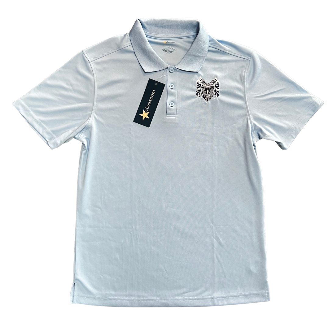 St. Edmund High School Boy's Short Sleeve Dry Fit Polo - Blue