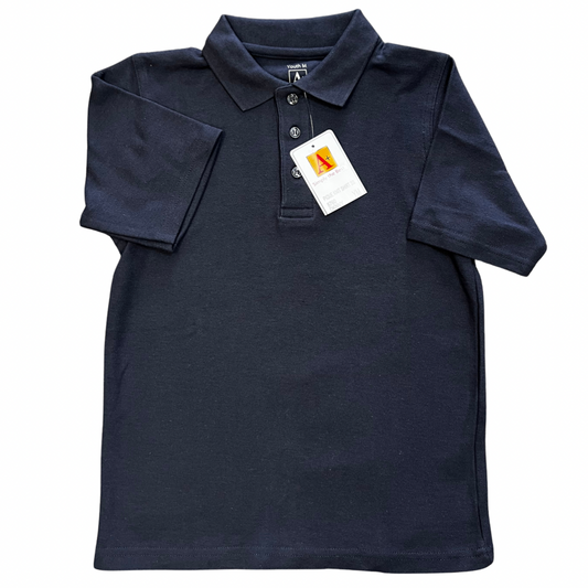 School Apparel (A+) Brand Unisex Short Sleeve Pique Knit Polo Shirt - Navy