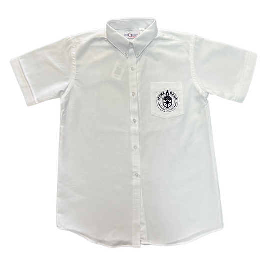 Notre Dame High School Girl’s Short Sleeve Oxford Blouse with New Crest