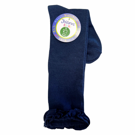 Jefferies Girl's Ruffle Knee-Hi Sock (1 Pair) - Navy