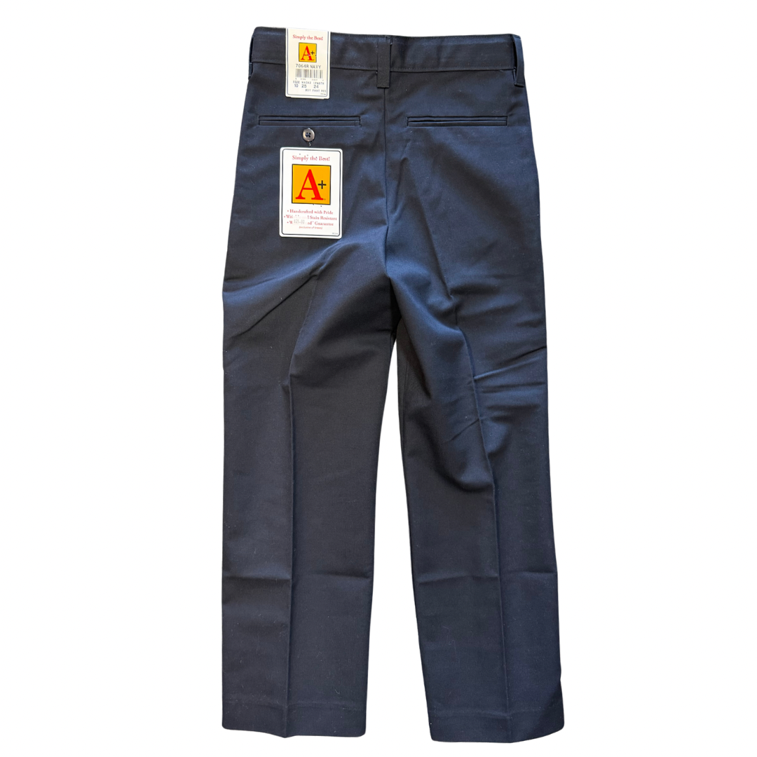 School Apparel (A+) Boy's Navy Flat Front Relaxed Fit Pant - CLEARANCE