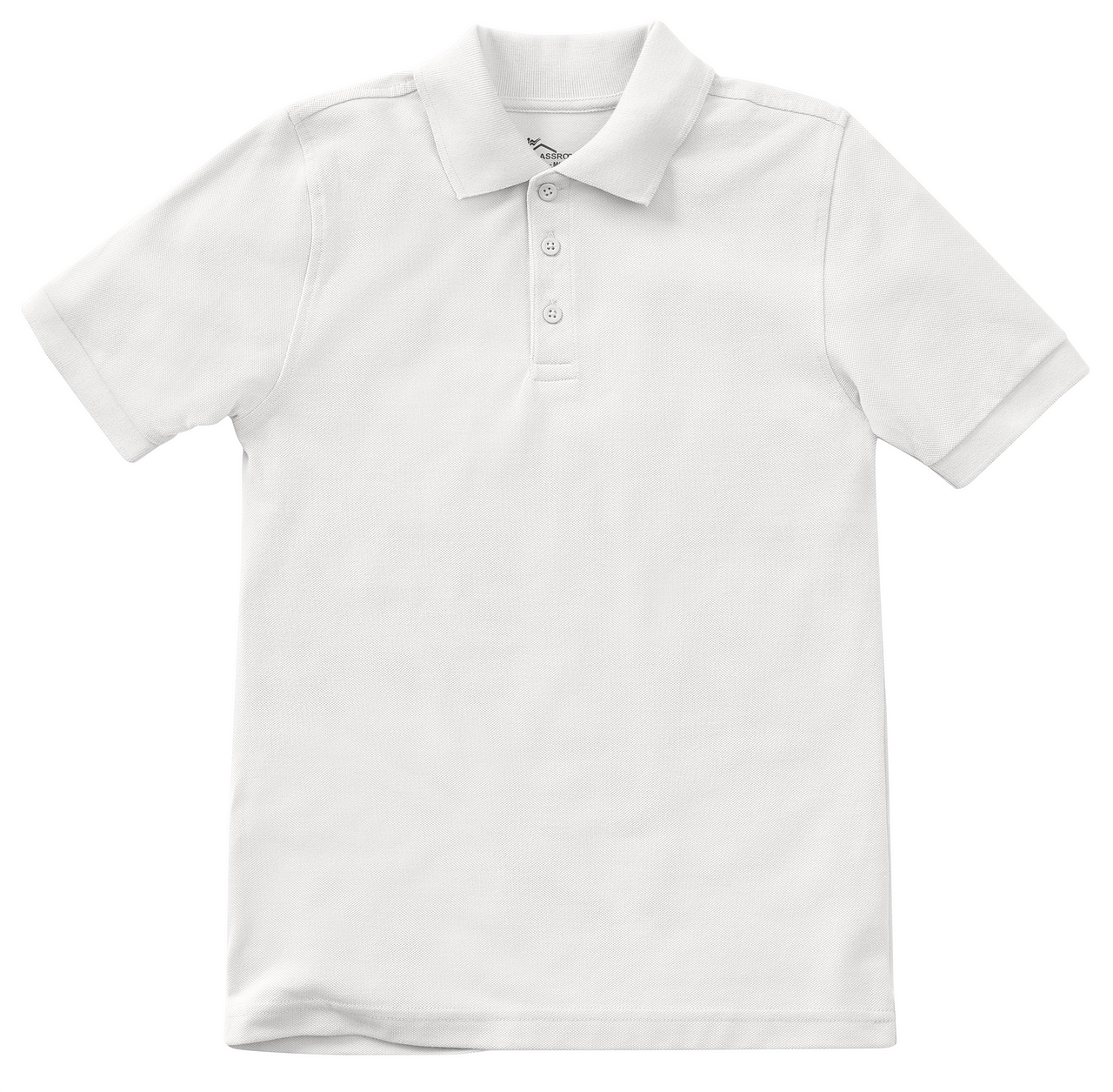 Classroom Unisex Short Sleeve Pique Knit Polo - White