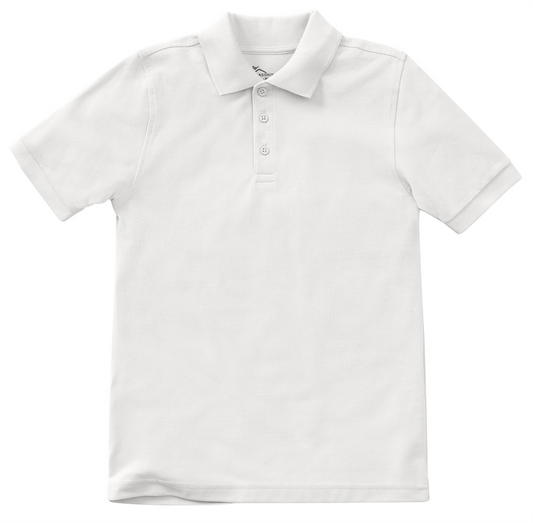 Classroom Unisex Short Sleeve Pique Knit Polo - White