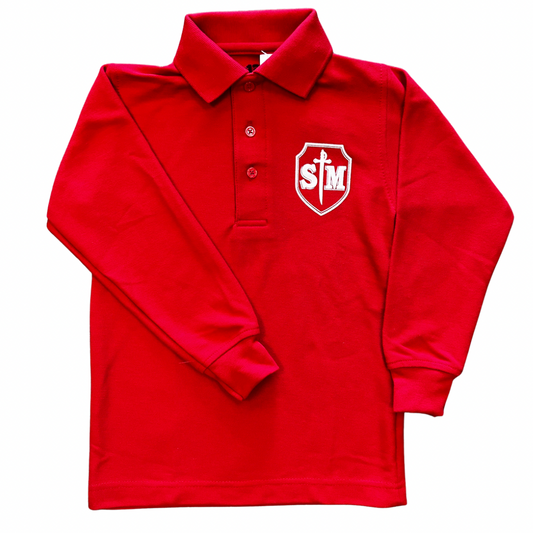 St. Michael Pre-K & K Boy’s Red Long Sleeve Pique Knit Polo