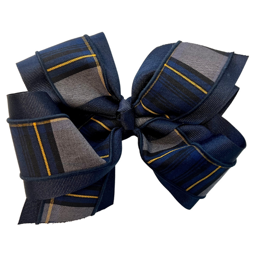 Jumbo 7” Plaid and Ribbon Bow - Plaid 57 (Northside Christian)
