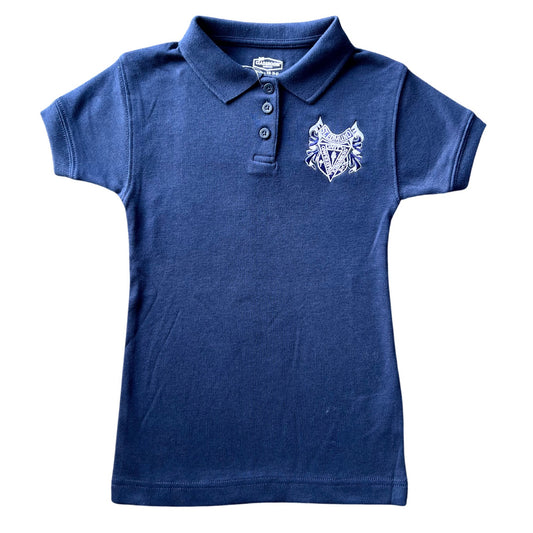 St. Edmund Elementary Girl's Navy Short Sleeve Fitted Cotton Polo