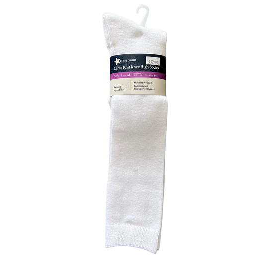 Classroom Girls’ Opaque Knee-High Socks - White 3-Pack