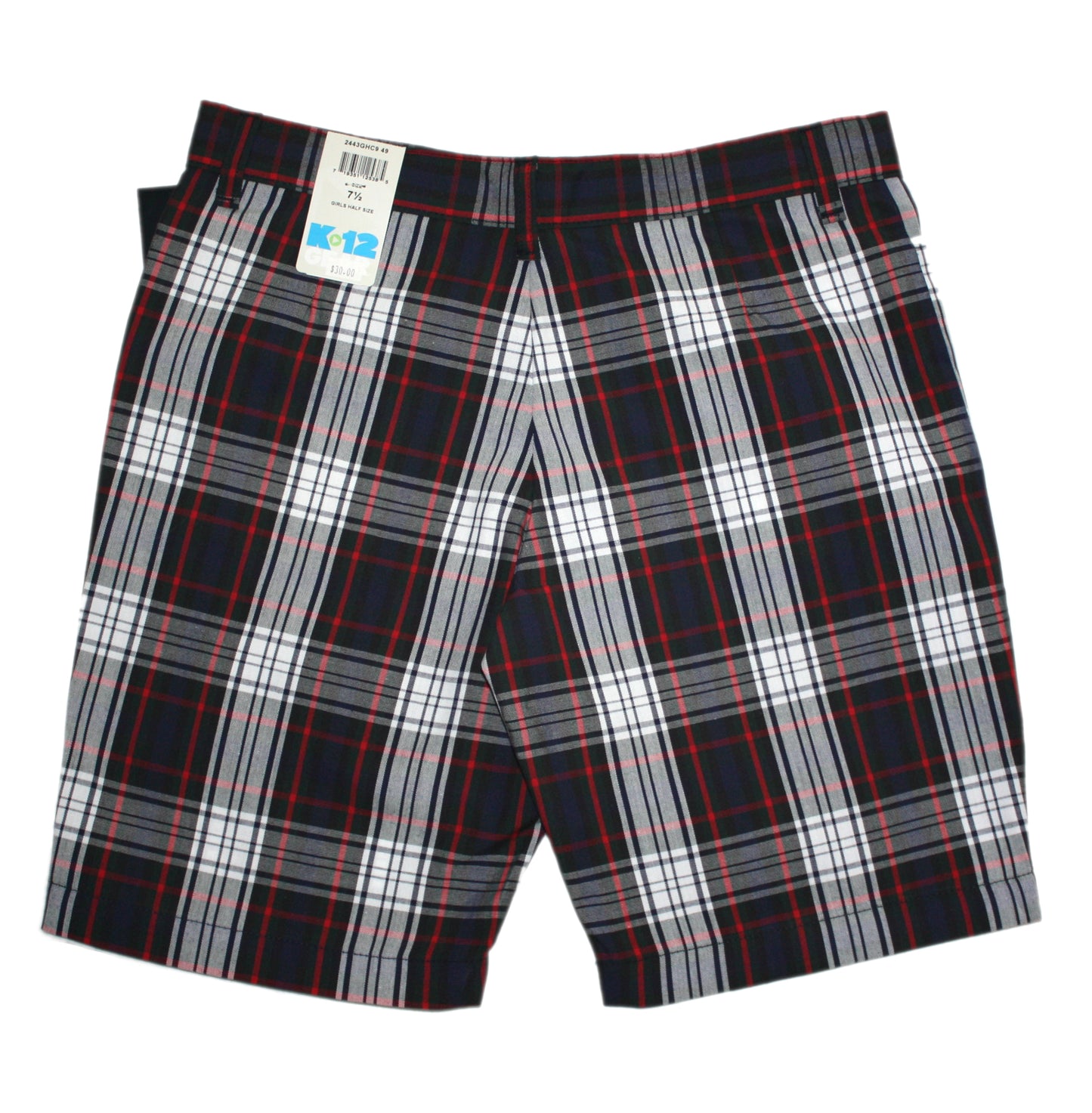 Acadia Parish Public School (Plaid 49) Girl's Flat Front Bermuda Short - K12 Gear Brand
