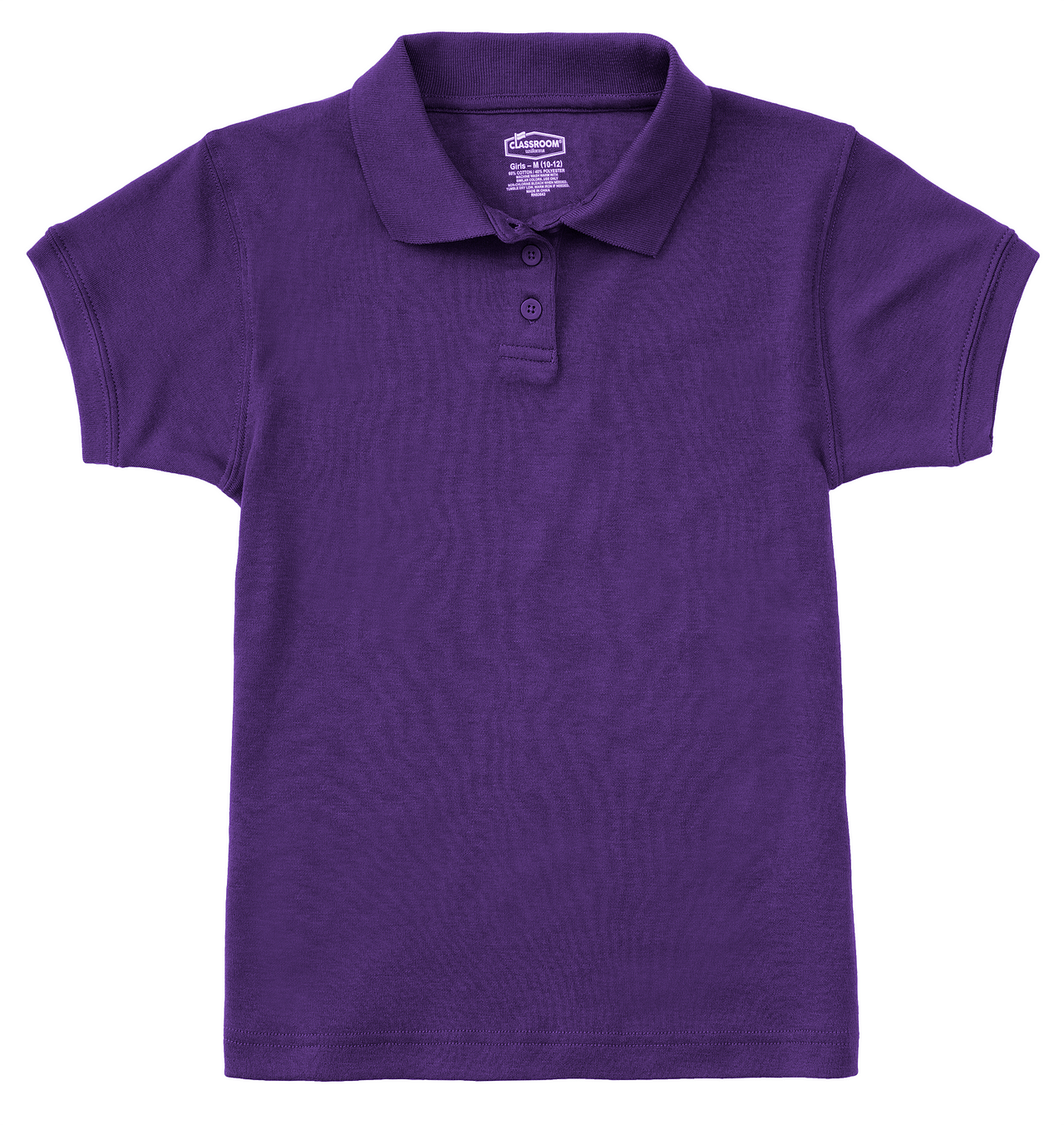 Girl's Short Sleeve Fitted Interlock Polo - Dark Purple