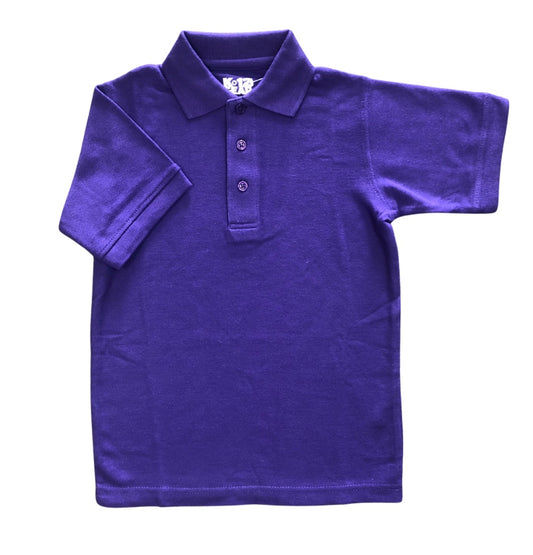 Unisex Short Sleeve Pique Knit Polo - Dark Purple