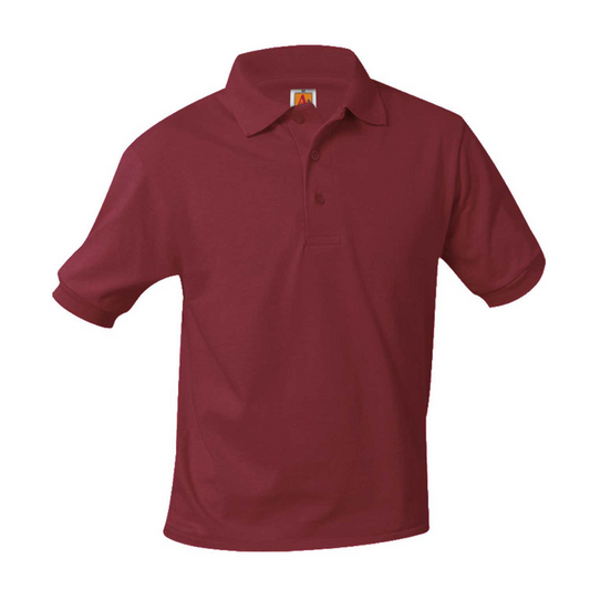 School Apparel Short Sleeve Smooth Knit Polo - Maroon/Burgundy