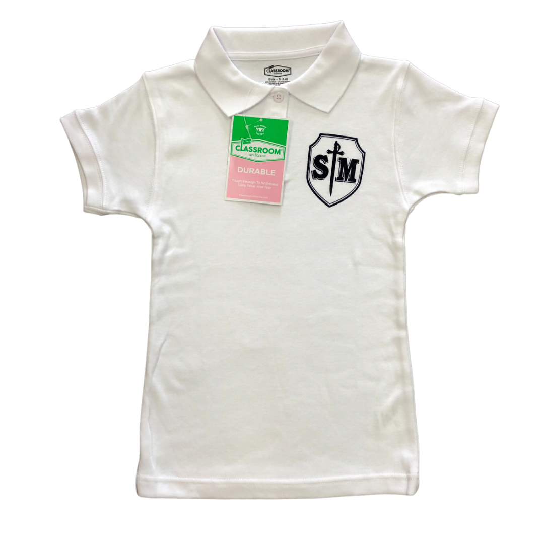 St. Michael Girl’s White Short Sleeve Fitted Polo