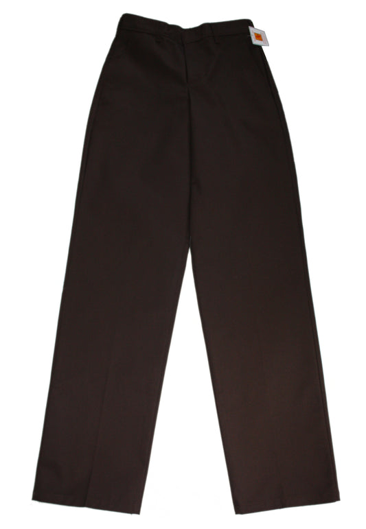 School Apparel Men's Flat Front Relaxed Fit Pant - Brown