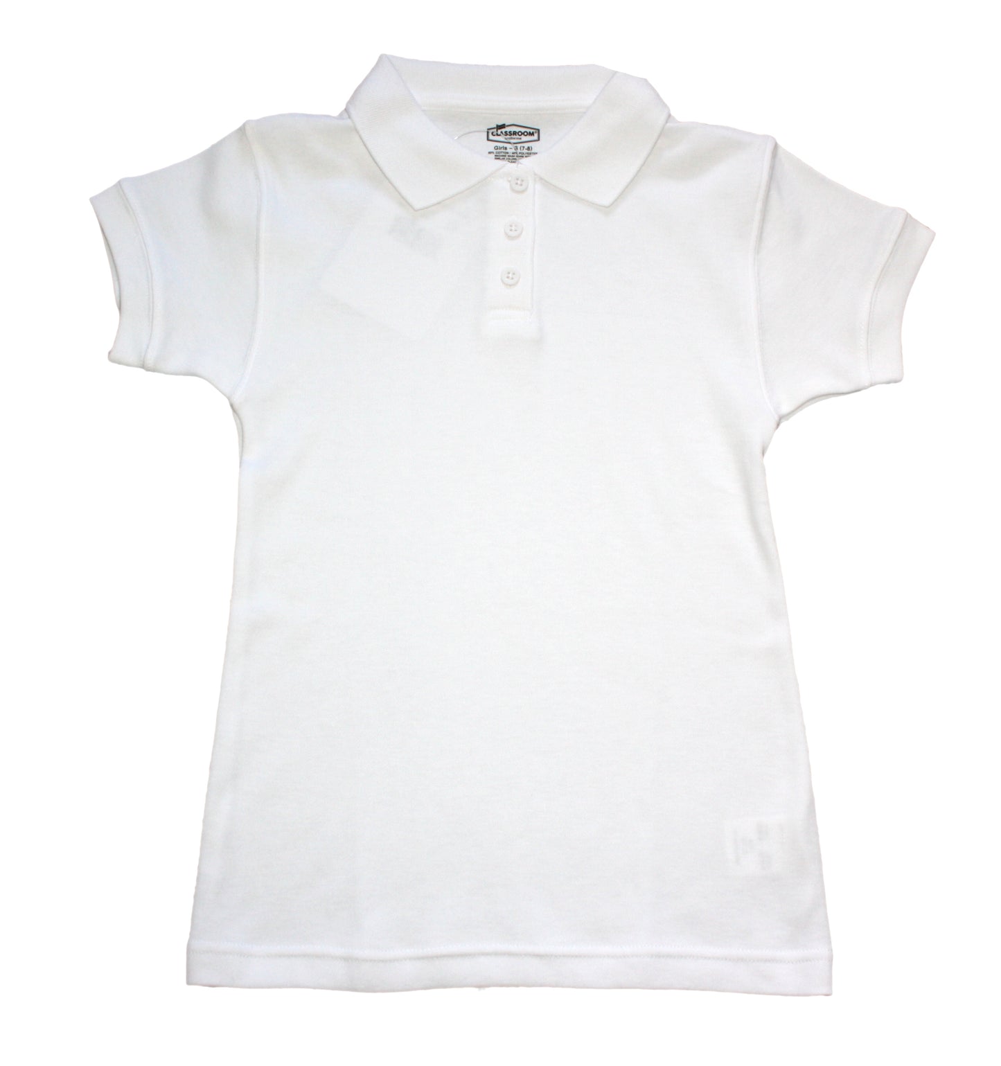 Classroom Girl's Short Sleeve Fitted Interlock Polo - White