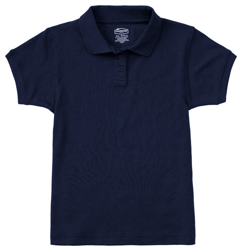 Classroom Girl's Short Sleeve Soft Cotton Fitted Polo - Navy