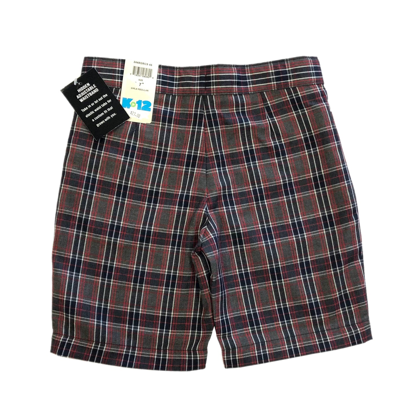 Our Mother of Peace Girl’s Flat Front Plaid Bermuda Short - K12 Gear Brand