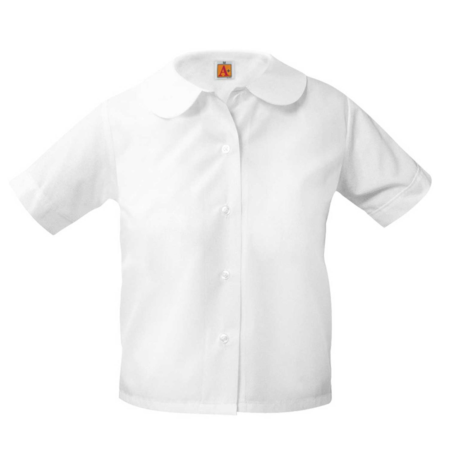 Miss Tulane Girls Short Sleeve Peter Pan Collar Blouse - White