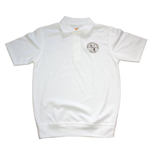 CLEARANCE Rayne Catholic Girl's White Banded Bottom Polo
