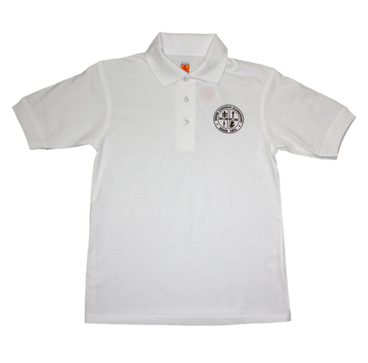CLEARANCE Rayne Catholic Unisex White Short Sleeve Smooth Jersey Knit Polo