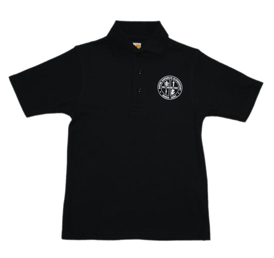 CLEARANCE Rayne Catholic Unisex Black Short Sleeve Pique Knit Polo
