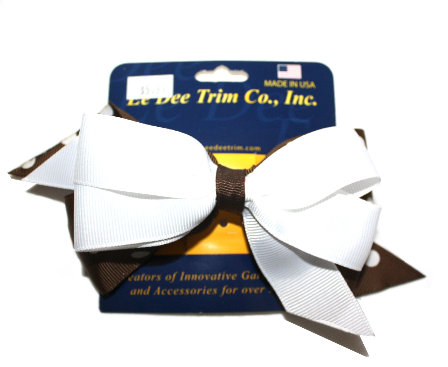 Medium 5" Two-Layer Bow - Brown and White Polka Dot