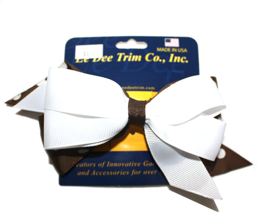 Medium 5" Two-Layer Bow - Brown and White Polka Dot