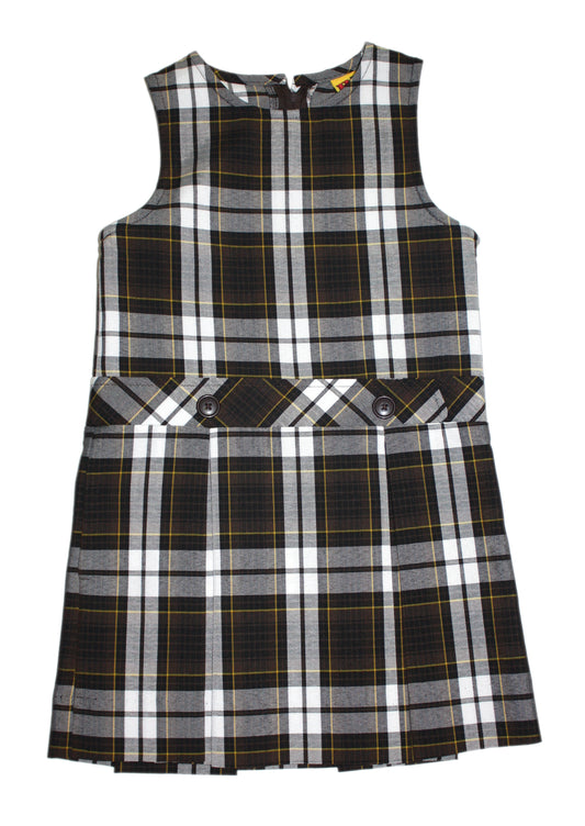 Rayne Catholic/ECA (Plaid 84) Girl's Plaid Drop Waist Jumper with Kick Pleats