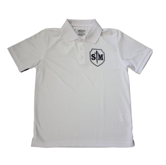 St. Michael Girl’s White Short Sleeve Dry Fit Polo (Unisex Fit)