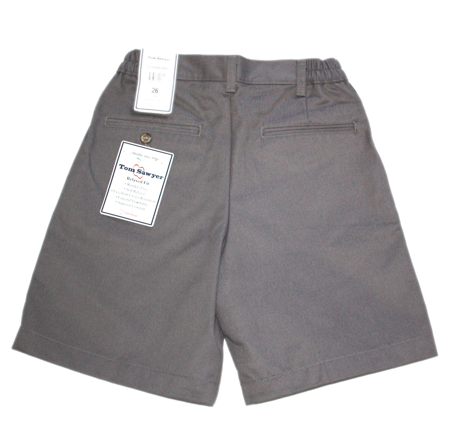 Tom Sawyer Boys Husky Flat Front Short - Dark Grey