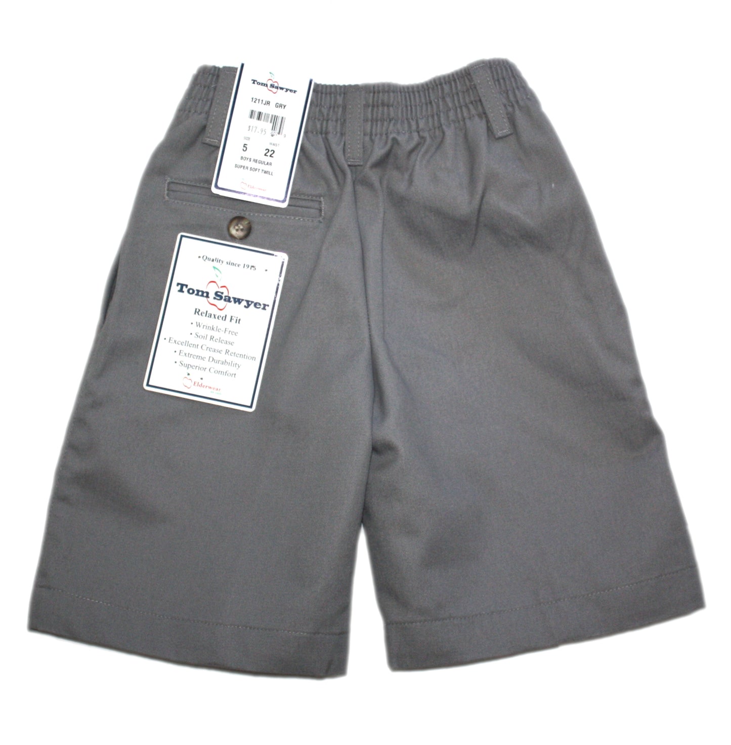 Tom Sawyer Boys Regular Flat Front Short - Grey
