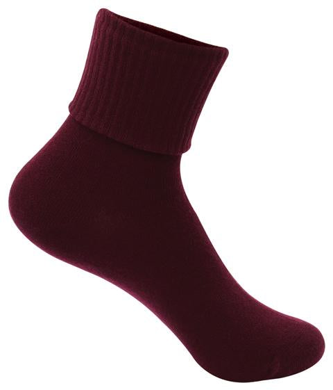 Classroom Girls Triple Roll Socks - Maroon 3-Pack