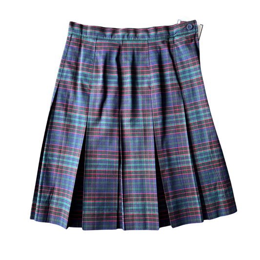 Becky Thatcher Girl's Box Pleat Skirt with Adjustable Waist - Plaid 19 (St. Michael)