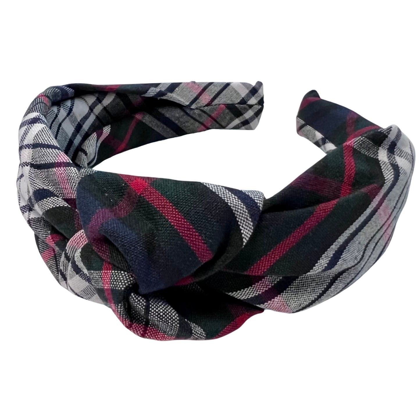 Fabric Covered Knotted Headband - Plaid 49 (Acadia Parish Public Schools)