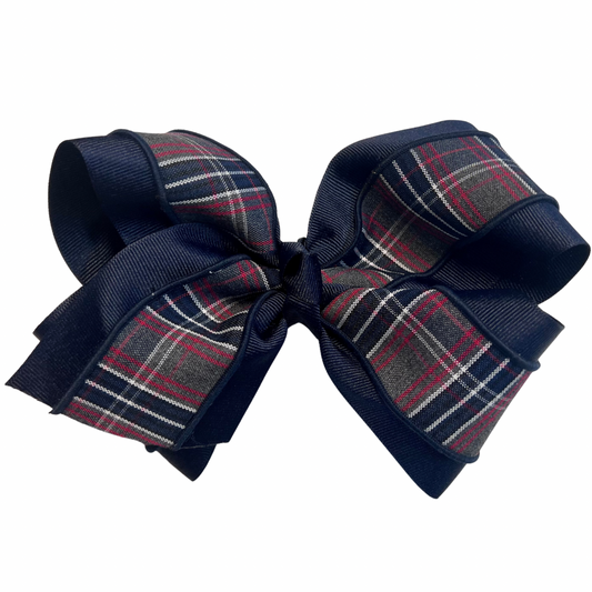 Jumbo 7” Plaid and Ribbon Bow - Plaid 46 (Our Mother of Peace)