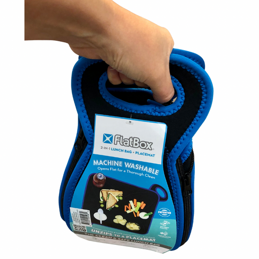 FlatBox Machine Washable Lunchbox + Placemat - Black and Blue