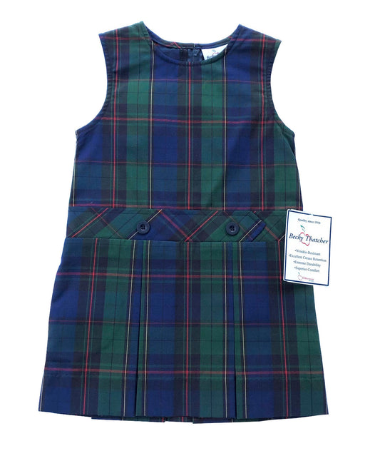 Clearance - Becky Thatcher Round Neck Kick Pleat Jumper - Plaid 81