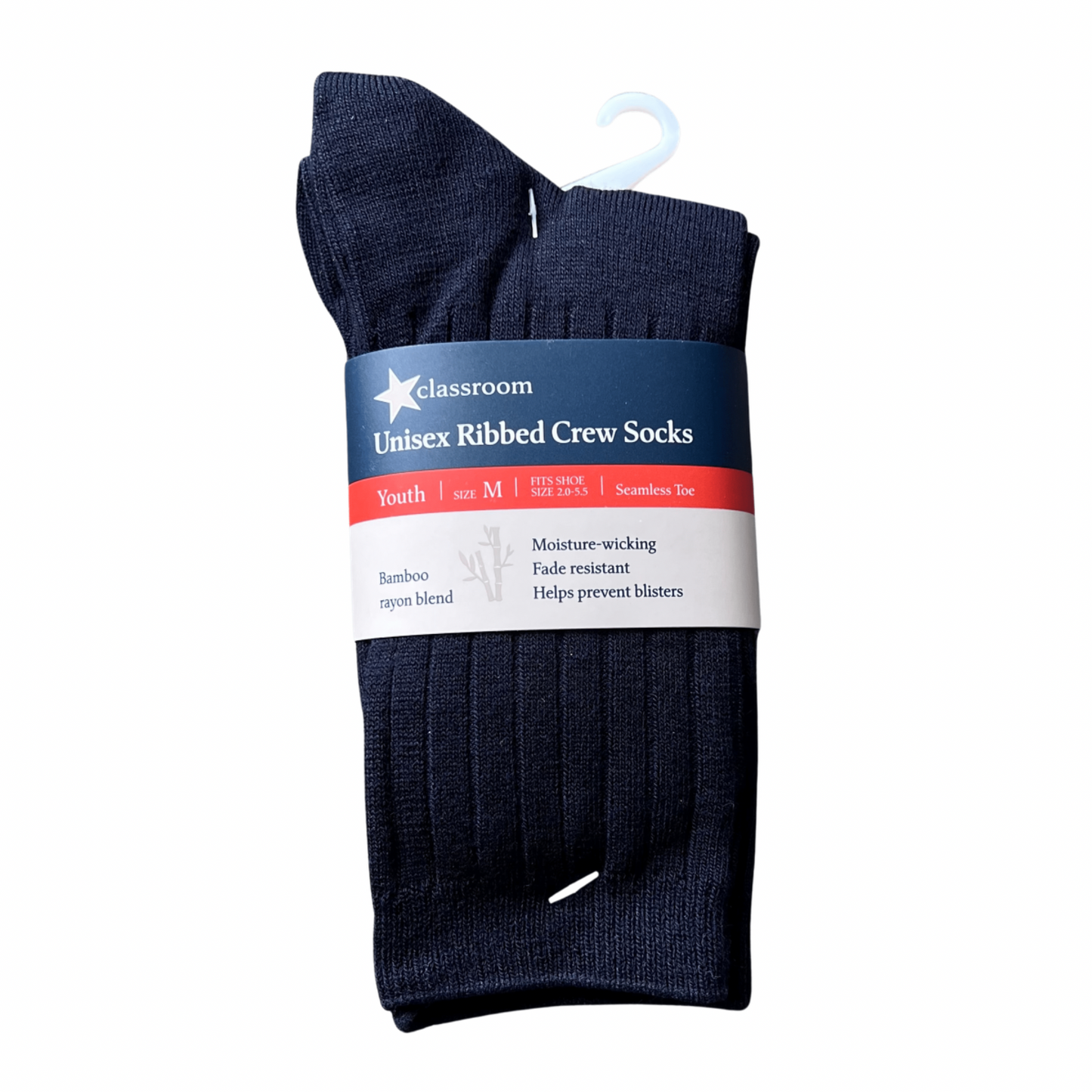 Classroom Ribbed Crew Socks - Navy (3-Pack)