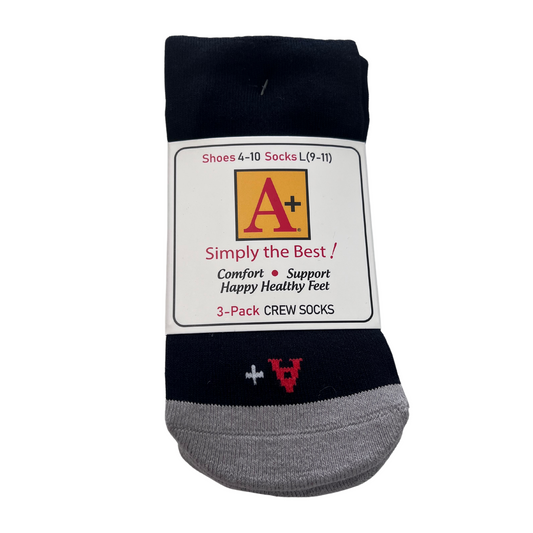 School Apparel Men’s Crew Sock (3 Pack) - Dark Navy
