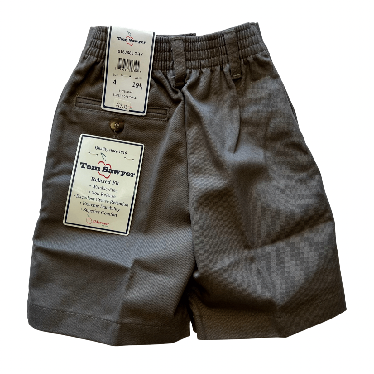 Clearance - Tom Sawyer Boy's Grey Flat Front Short - SLIM SIZES ONLY