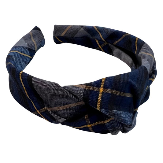 Fabric Covered Knotted Headband - Plaid 57 (Northside Christian)