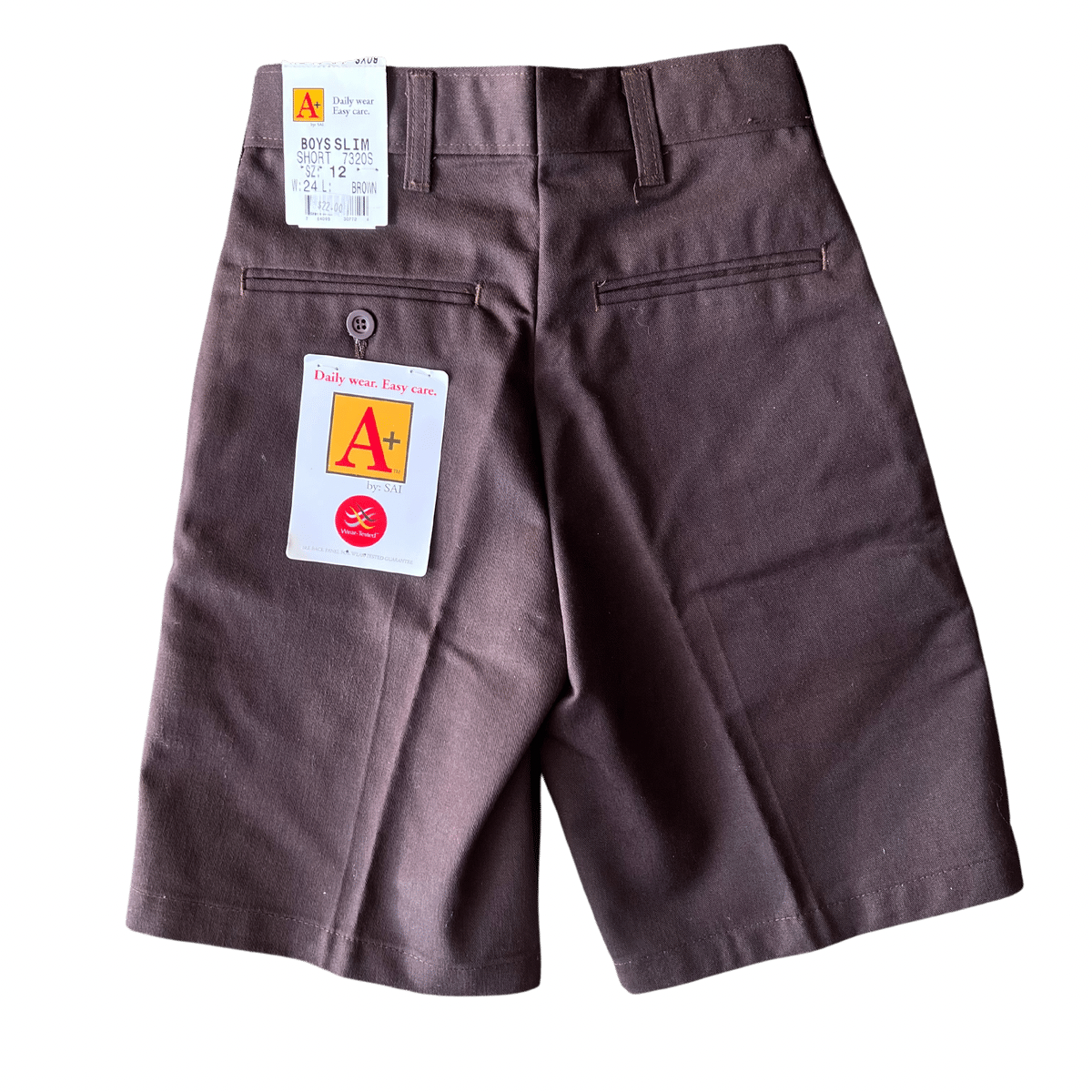 Clearance - School Apparel Boy's Regular+Husky Brown Pleated Short