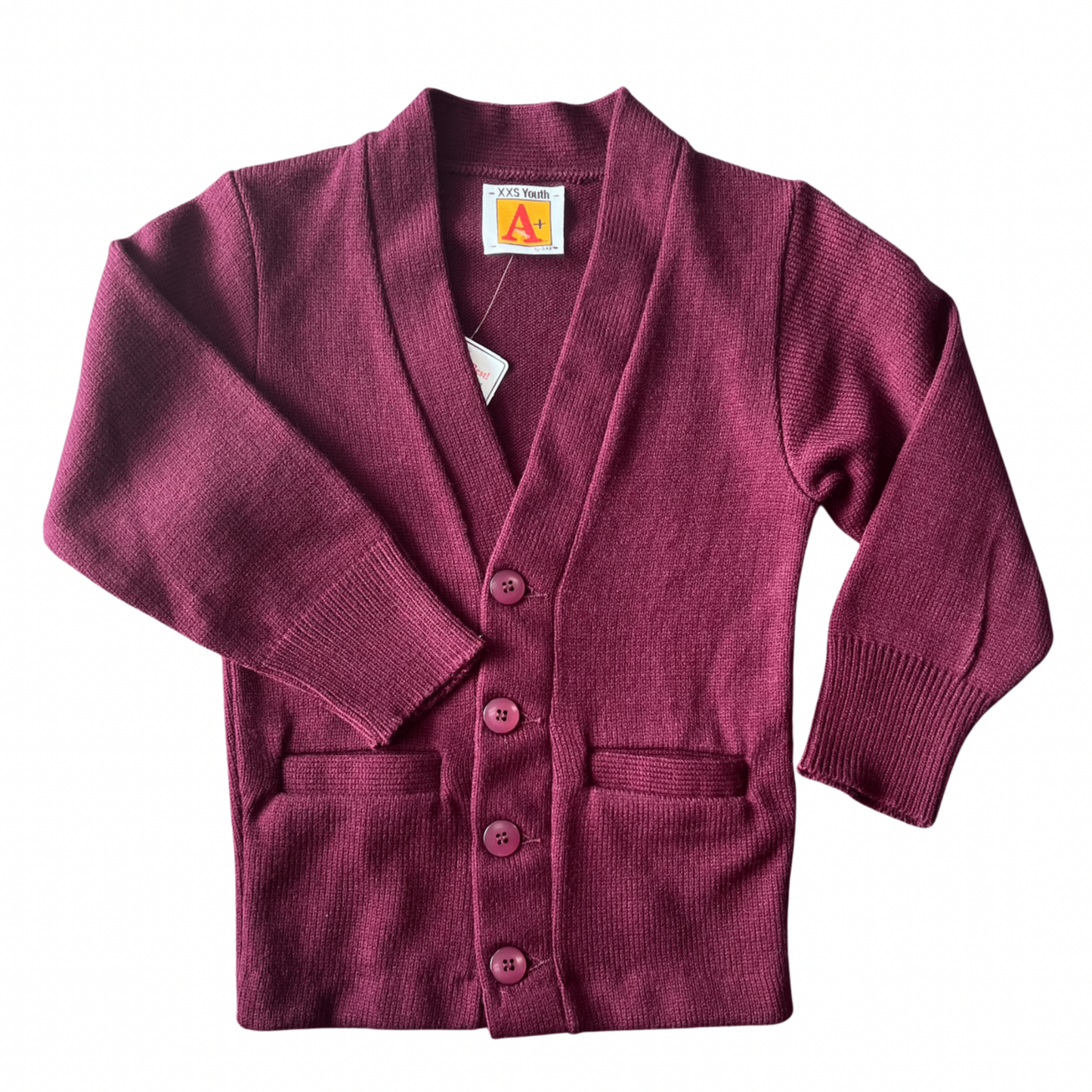 School Apparel Girl's V-Neck Button Down Cardigan - Wine