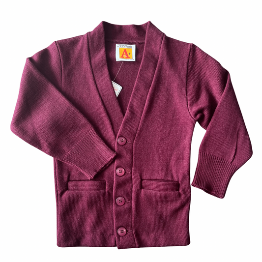 School Apparel Girl's V-Neck Button Down Cardigan - Wine