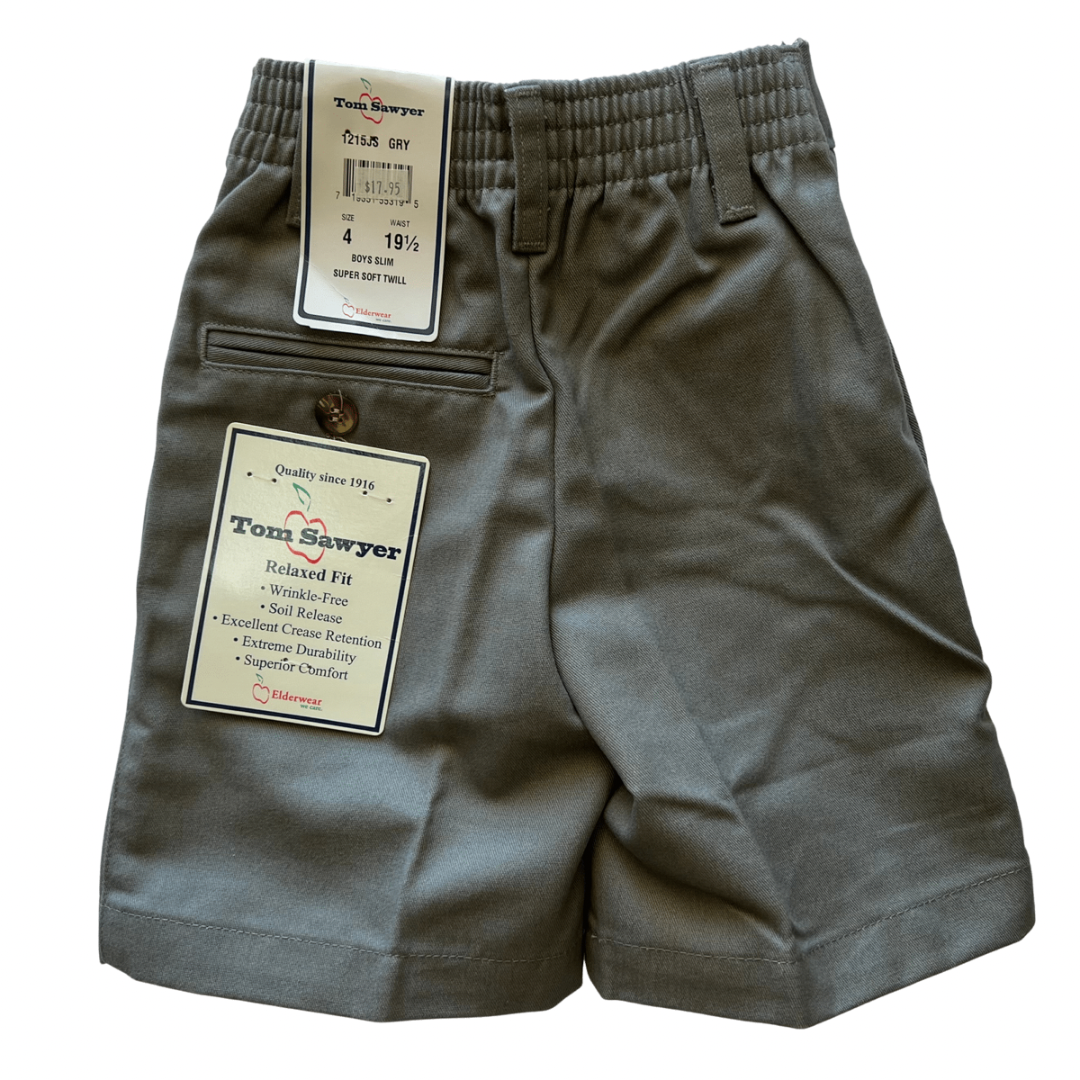 Clearance - Tom Sawyer Boy's Grey Flat Front Short - SLIM SIZES ONLY