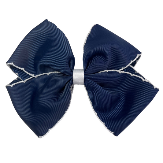 Moonstitch Quad Bow - Navy with White Stitching