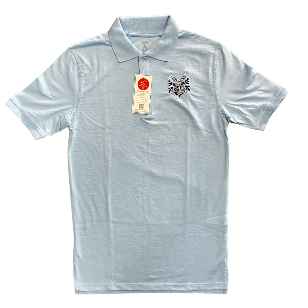 St. Edmund High School Boy's Short Sleeve Jersey Knit Polo - Blue