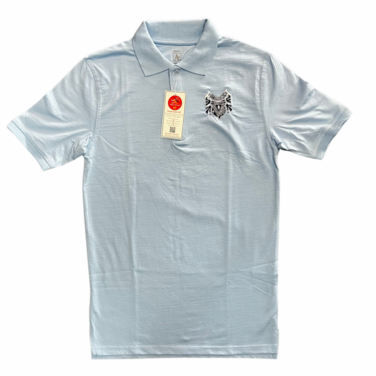 St. Edmund High School Boy's Short Sleeve Jersey Knit Polo - Blue