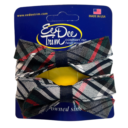 Mini Plaid Pigtail Bows (Set of 2) - Plaid #49 (Acadia Parish Public Schools)