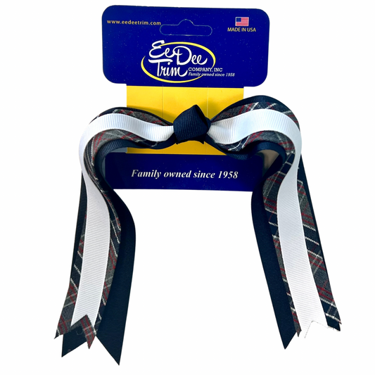 Plaid & Ribbon Streamer Hair Tie - Plaid ABN/46 (Our Mother of Peace)